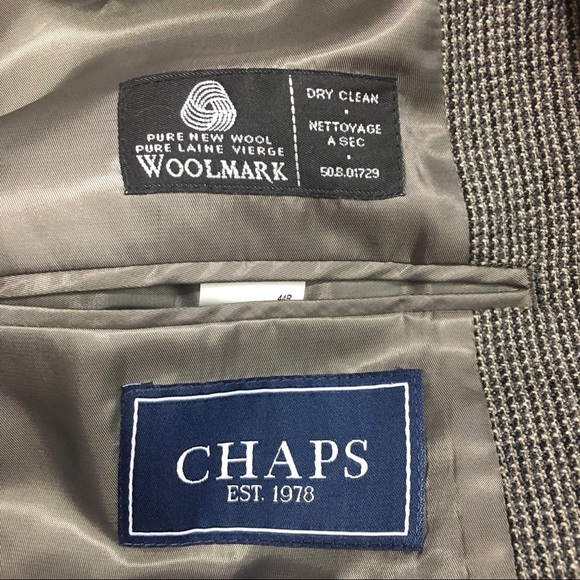 Chaps Gray Nailshead 100% Wool Blazer Size 44R - Picture 4 of 5